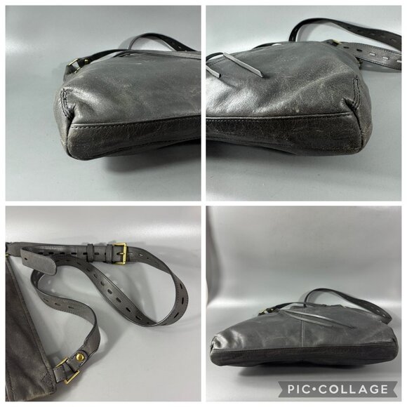Hobo Angler Gray Leather Crossbody Bag - Picture 14 of 15
